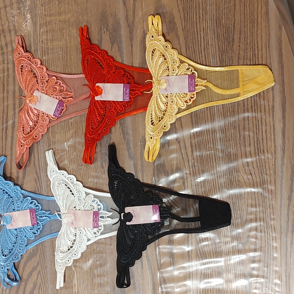 Set of 6 Butterfly G-string Panties - Medium
